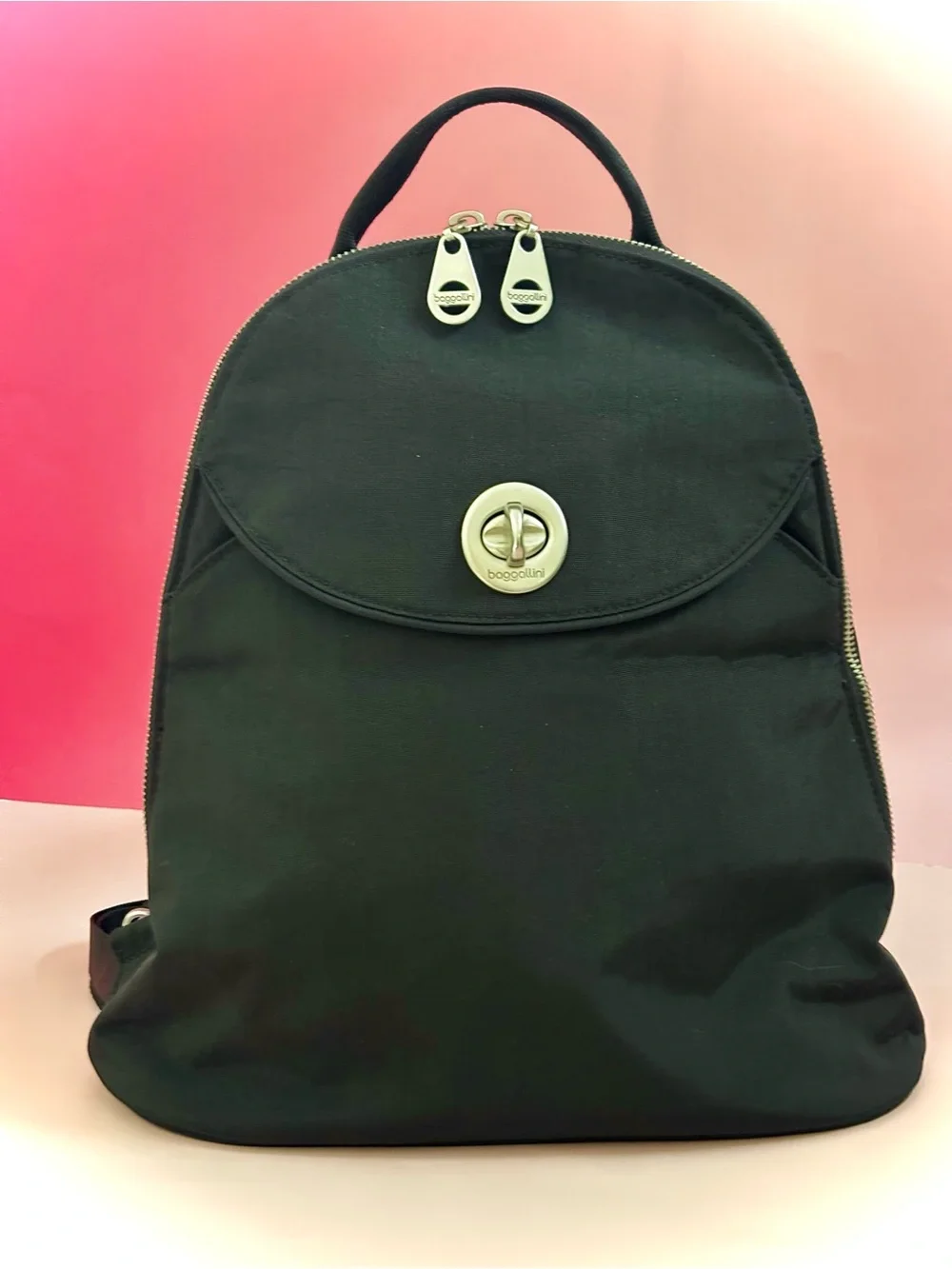 Baggallini Black Sling Cairo Backpack with Turn-Lock Detail-